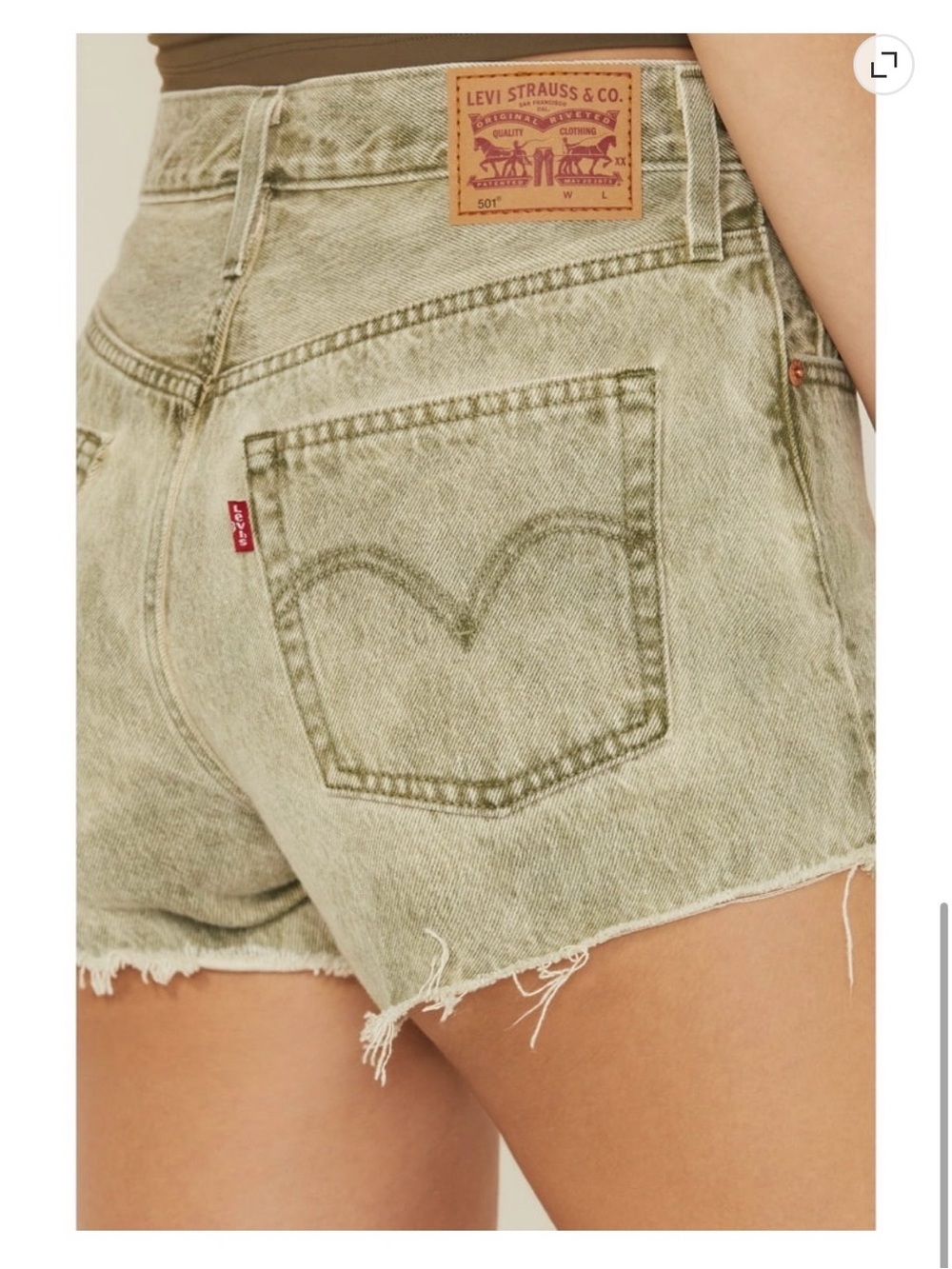 Levi's 501 Original High-Rise Shorts Faded Green Denim Sz 31 Button Fly